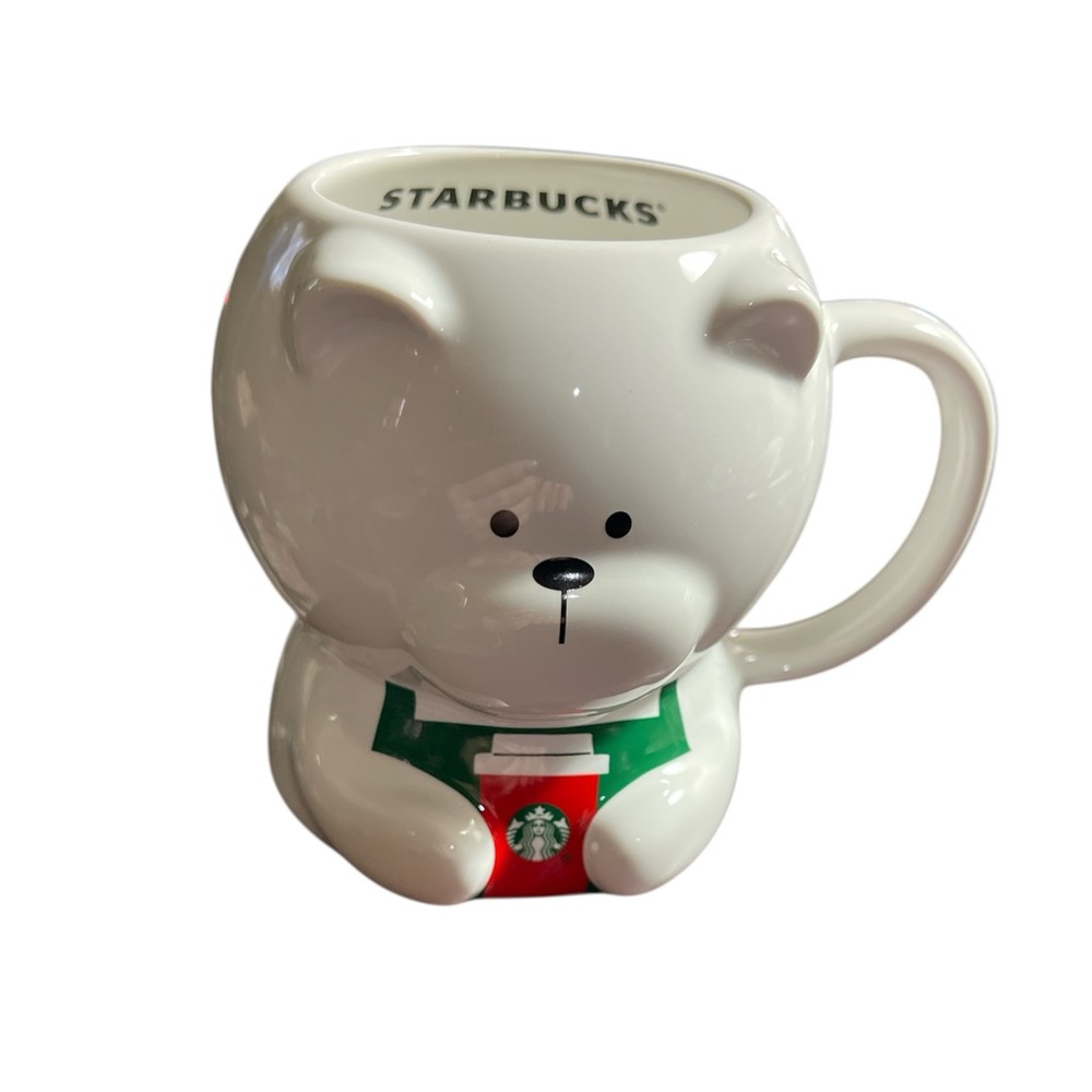 Starbucks White Bear Mug with Red and Green Accents - Picture 1 of 5
